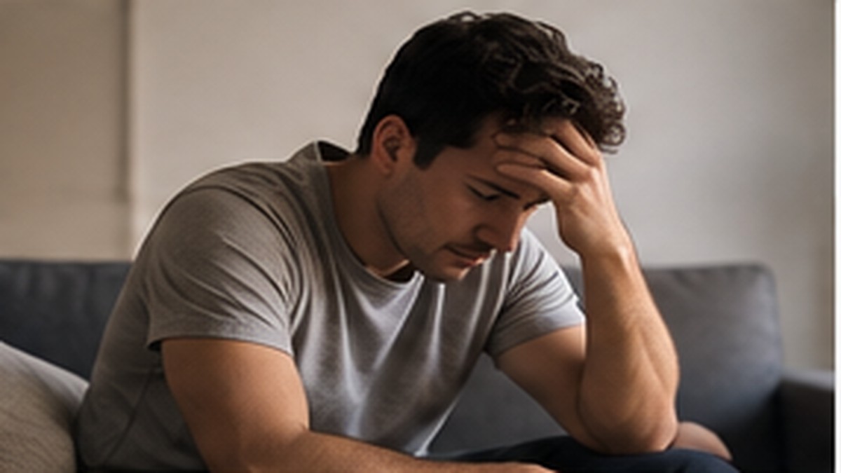 Man sitting thoughtfully after relationship loss — men's mental health after a breakup