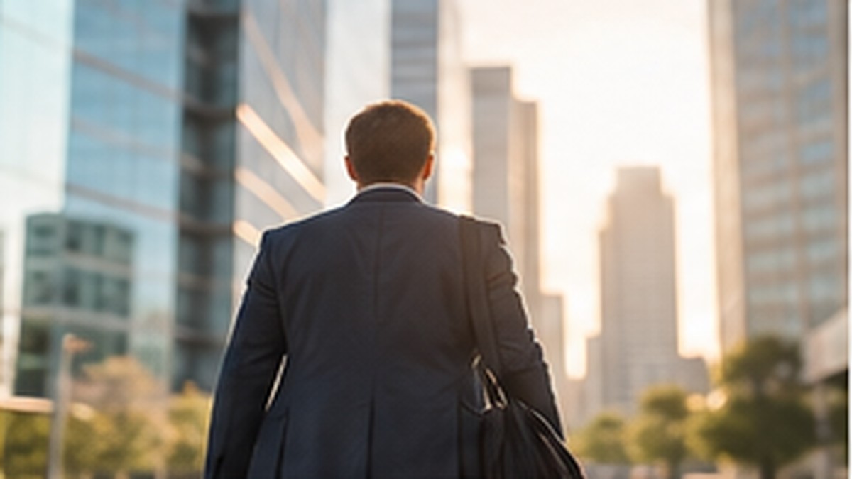 Professional walking through a city — job loss, identity, and men's mental health